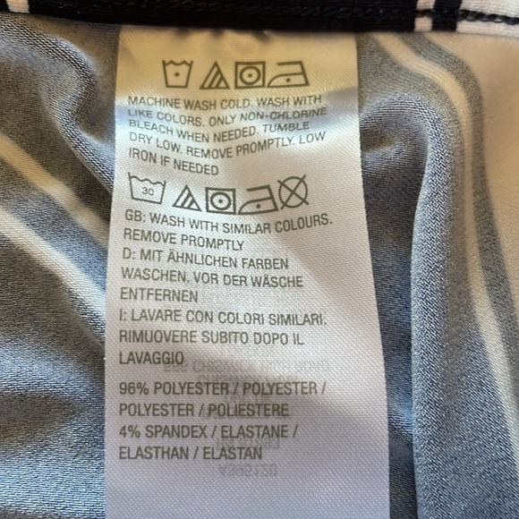 Women’s Susan Graver XL skirt Navywhite diagonal stripe ruffle flowy lightweight - Picture 5 of 8